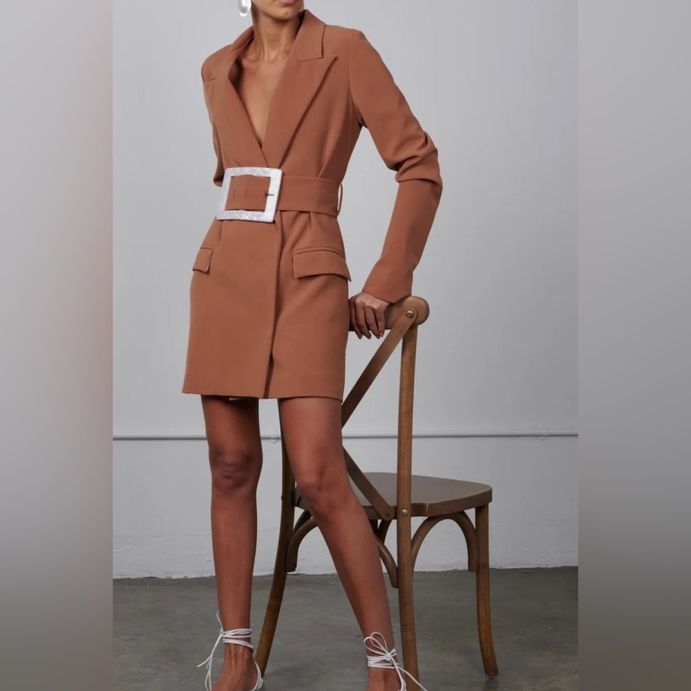 Paris Georgia Tan Belted Blazer Dress